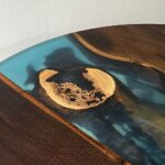 Dining round table made from thermo oak, islands burl ash tree and epoxy resin - Image 11