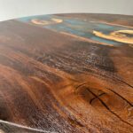 Dining round table made from thermo oak, islands burl ash tree and epoxy resin - Image 5