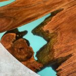 Dining round table made from walnut tree slab and epoxy resin - Image 2