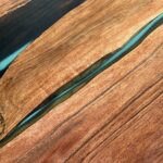 Dining round table made from walnut tree slab and epoxy resin - Image 3