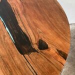 Dining round table made from walnut tree slab and epoxy resin - Image 4