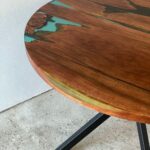 Dining round table made from walnut tree slab and epoxy resin - Image 8