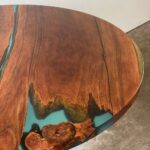 Dining round table made from walnut tree slab and epoxy resin - Image 7